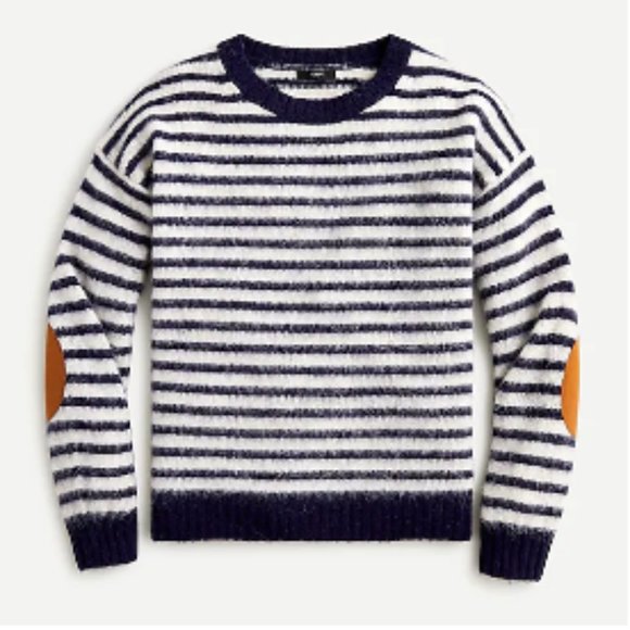 J. Crew Sweaters Nwt Jcrew Elbowpatch Crewneck Sweater In Striped